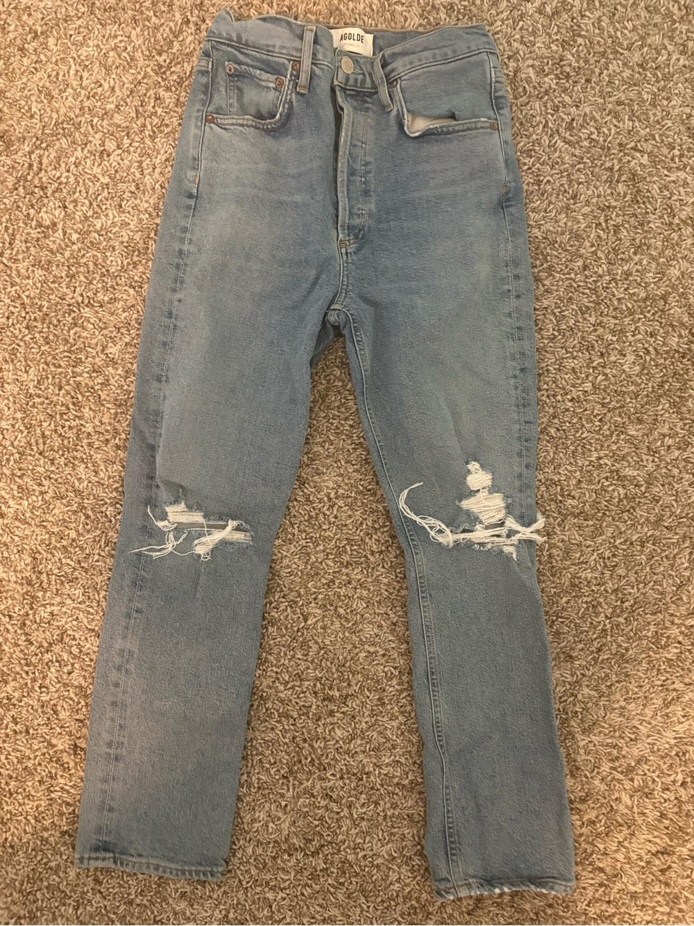 AGOLDE Light Blue Slim Straight Distressed Men’s Jeans